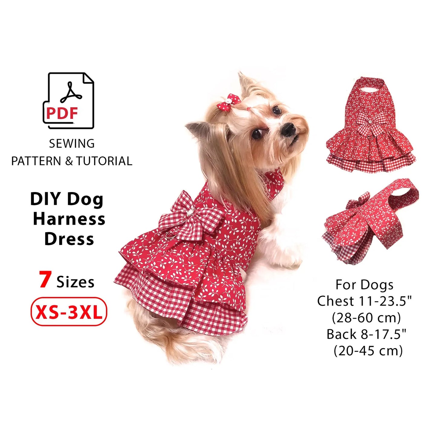 Sew Dog Couture™ Patterns Bundle – 4 Designs, 7 Sizes (XS–3XL)