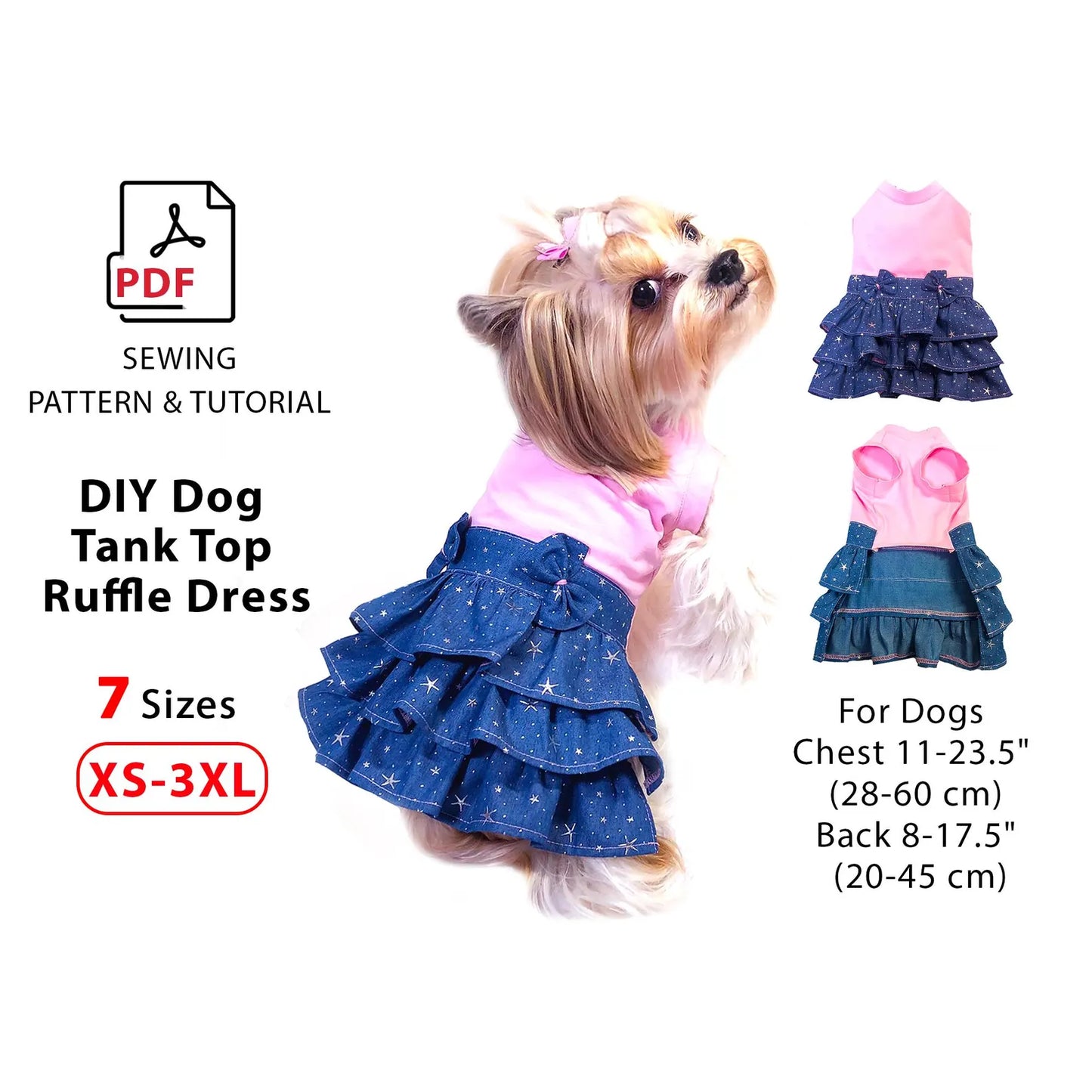 Sew Dog Couture™ Patterns Bundle – 4 Designs, 7 Sizes (XS–3XL)